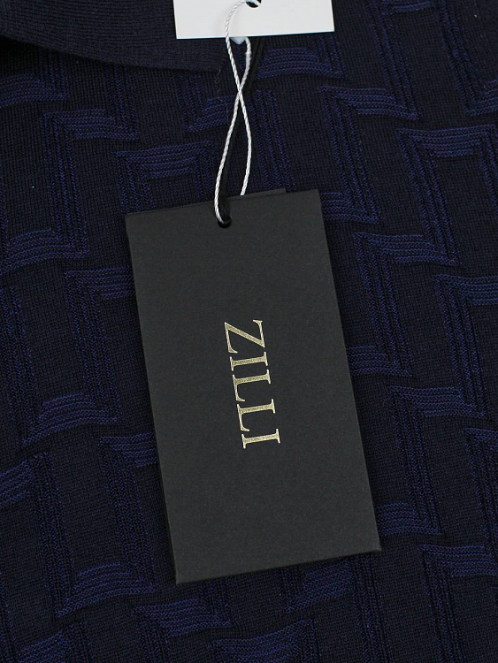 Мужское поло Zilli темно-синее шёлк‑хлопок на молнии Zilli фото 8