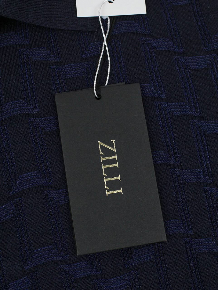 Мужское поло Zilli темно-синее шёлк‑хлопок на молнии Zilli фото 8