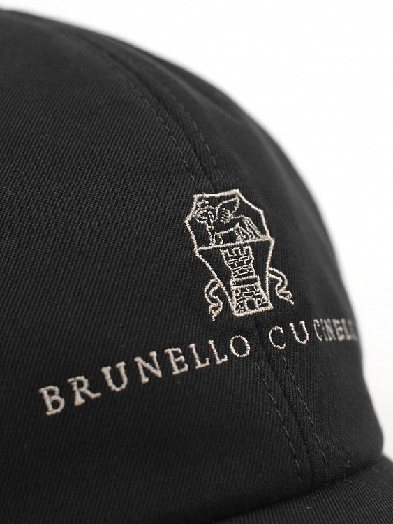 Мужская бейсболка Brunello Cucinelli черная, хлопок Brunello Cucinelli фото 3