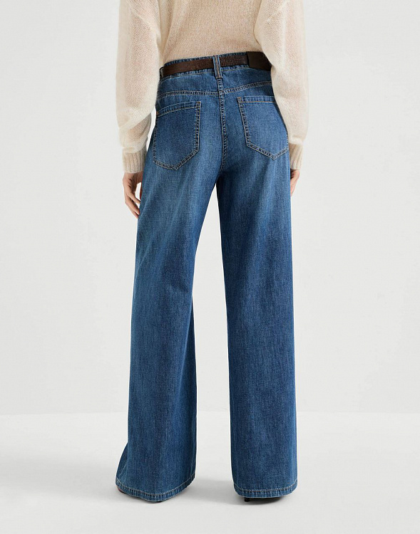 Брюки женские Brunello Cucinelli Baggy синие из лёгкого денима Brunello Cucinelli фото 10