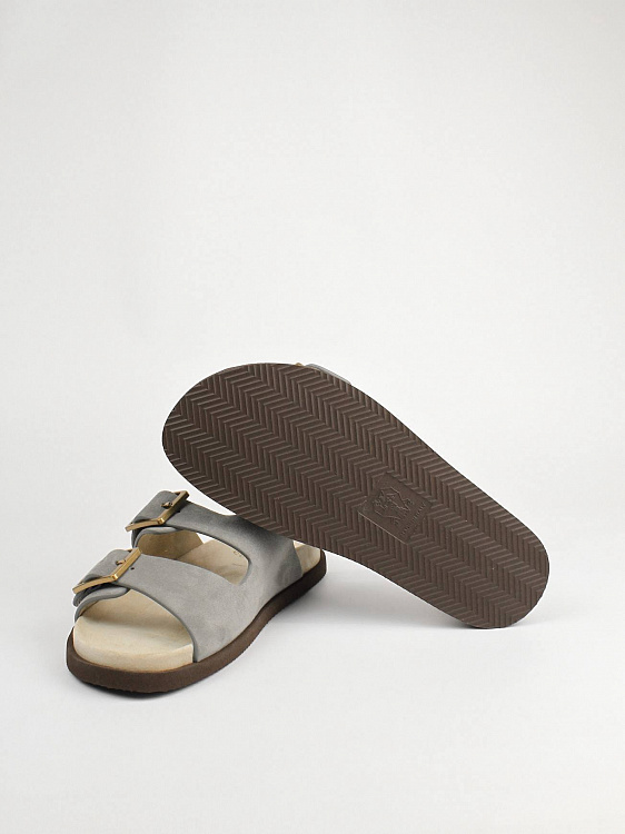 Мужские шлёпанцы Brunello Cucinelli Urban серые из замши (широкая подошва) Brunello Cucinelli фото 7
