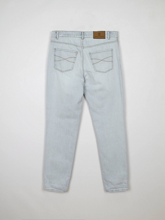 Мужские облегченные джинсы Brunello Cucinelli Traditional Fit голубые Brunello Cucinelli фото 2