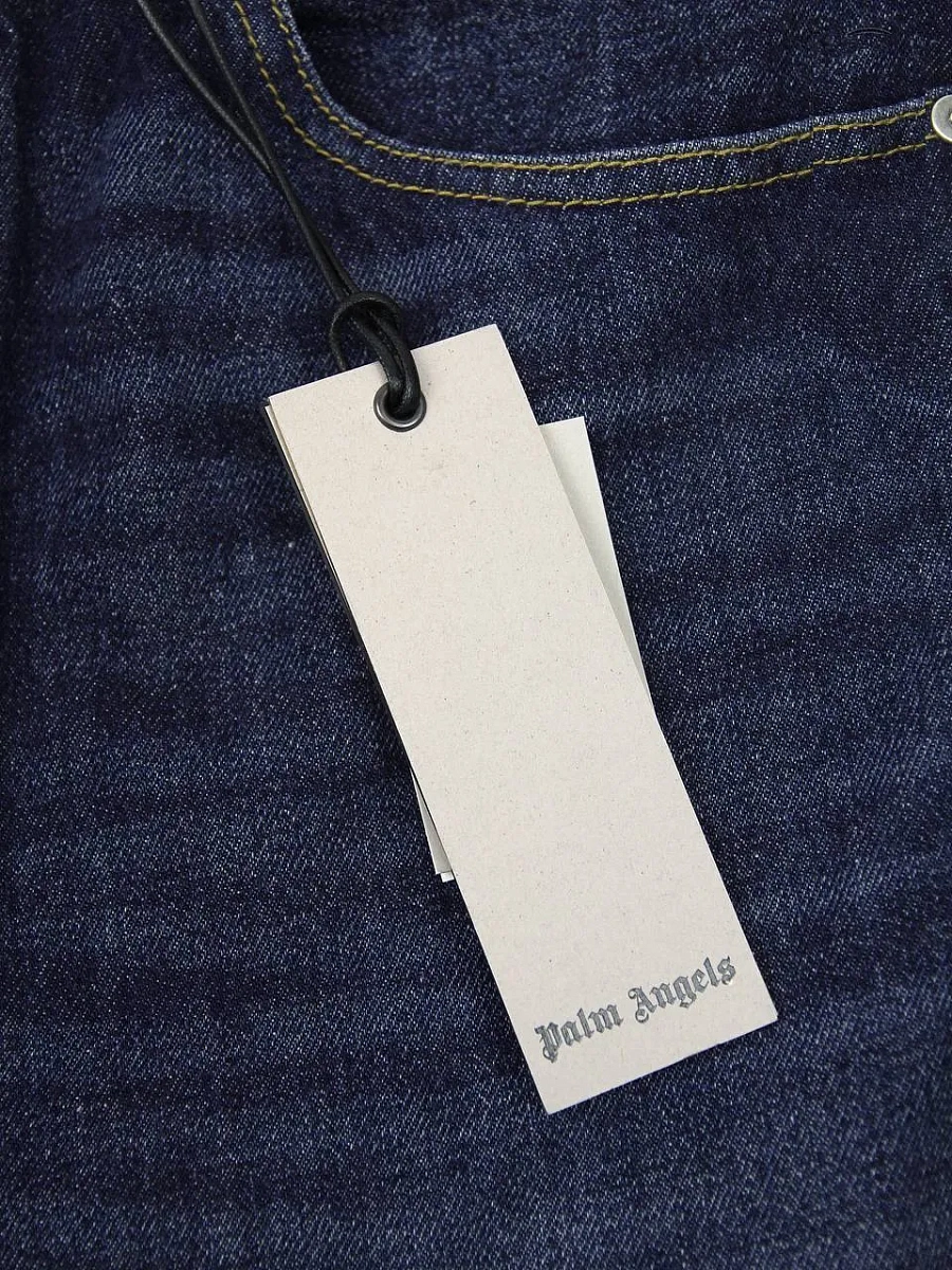Мужские прямые джинсы Palm Angels синие Palm Angels фото 8