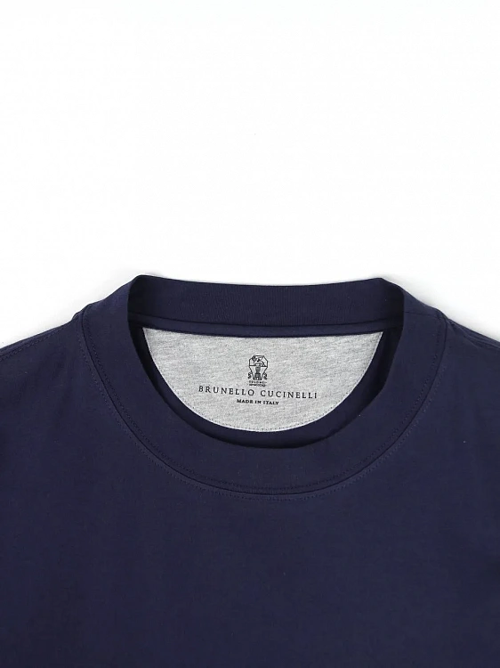 Мужская футболка Brunello Cucinelli синяя джерси Brunello Cucinelli фото 3