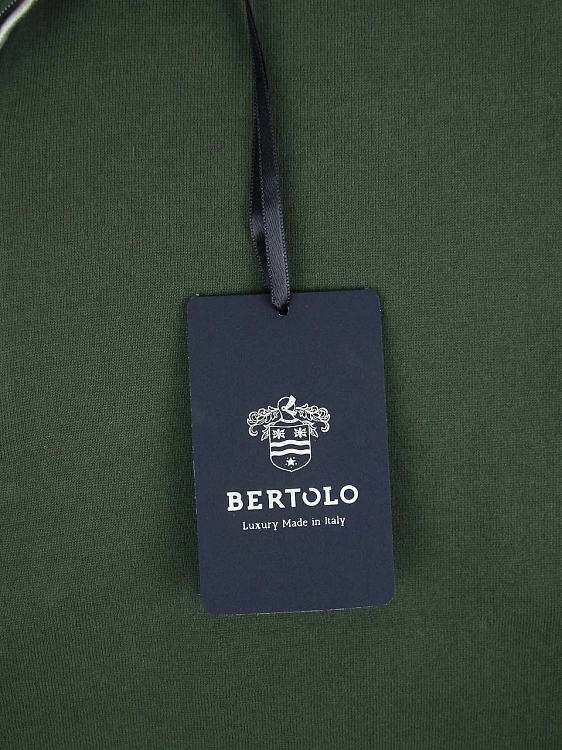 Мужское поло Bertolo зеленое на молнии, хлопок/шелк Bertolo фото 7
