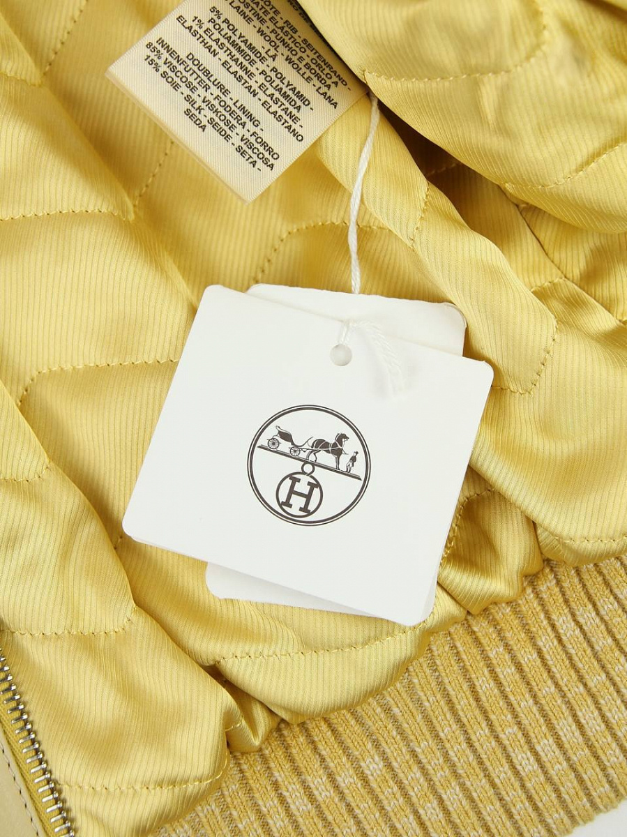 Женский бомбер Hermes желтый, шерсть Hermes фото 7