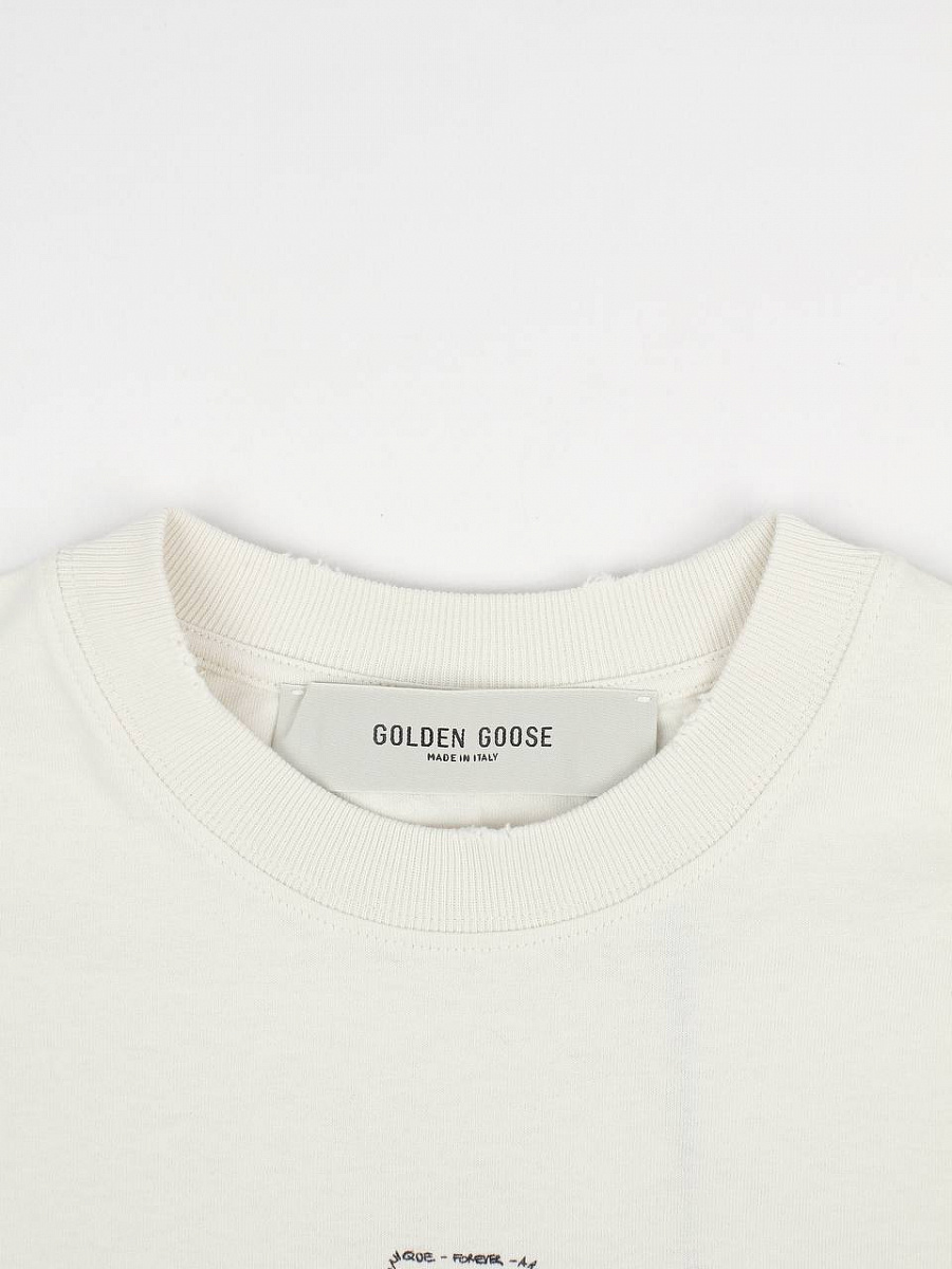 Женская футболка Golden Goose хлопок молочная со звездой Golden Goose фото 3