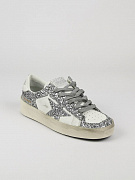 Кеды женские Golden Goose Super-Star серые с серебристым глиттером и звездой — вид сбоку