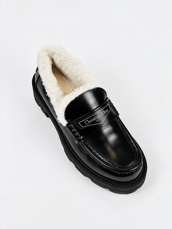 Женские лоферы Dior Boy черные утепленные, кожа/овчина Dior фото 5