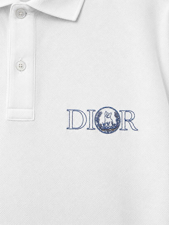 Мужское поло Dior x Hylton Nel белое из хлопка Dior фото 3