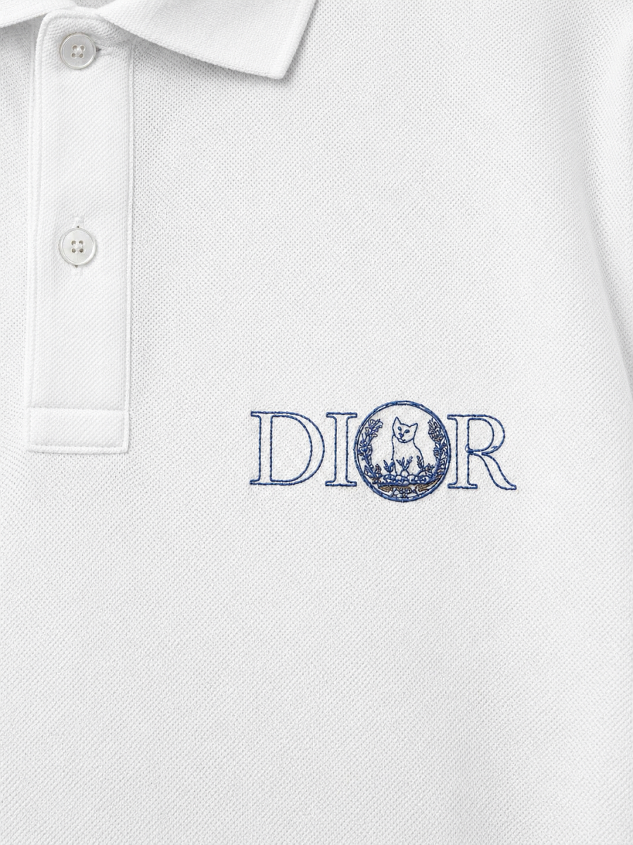Мужское поло Dior x Hylton Nel белое из хлопка Dior фото 3