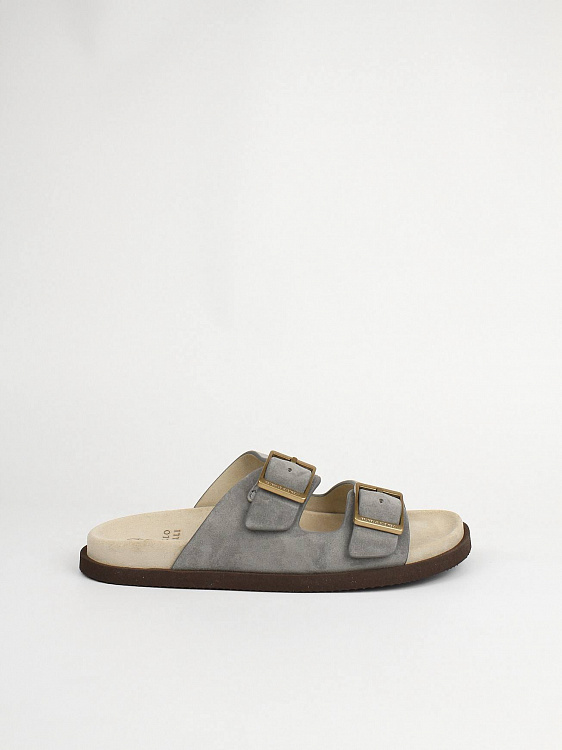 Мужские шлёпанцы Brunello Cucinelli Urban серые из замши (широкая подошва) Brunello Cucinelli фото 2