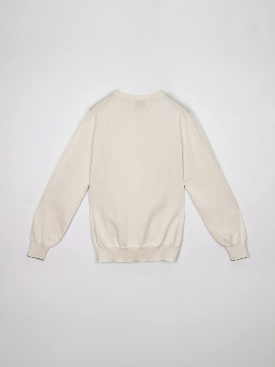 Мужской джемпер Brunello Cucinelli молочный, хлопок Brunello Cucinelli фото 2