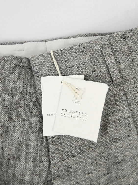 Мужские брюки Brunello Cucinelli серые Relaxed, шерсть/шелк Brunello Cucinelli фото 5