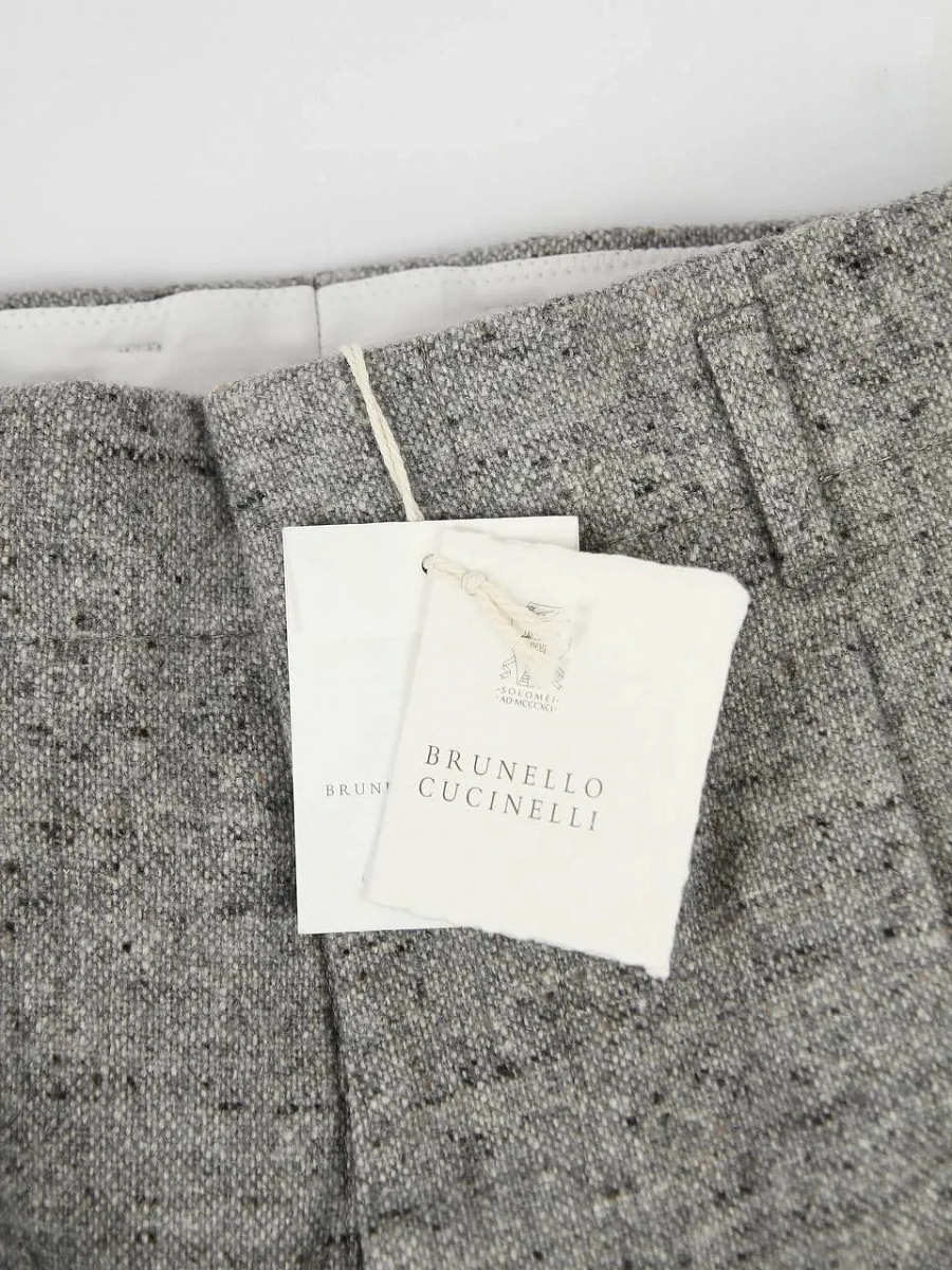 Мужские брюки Brunello Cucinelli серые Relaxed, шерсть/шелк Brunello Cucinelli фото 5