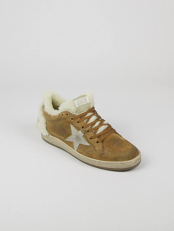 Кеды женские Golden Goose Ball Star коричневые с натуральной шерстью Golden Goose фото 6