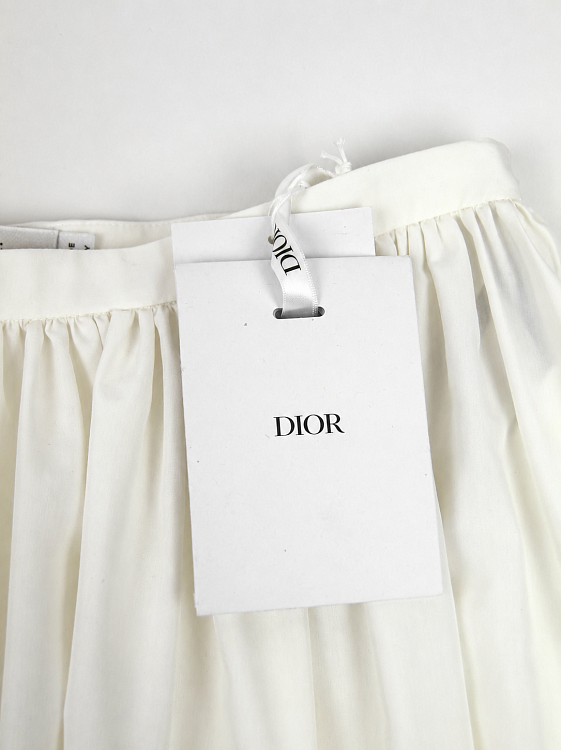 Женская расклешенная юбка Dior молочная из поплина шелк-хлопок Dior фото 6