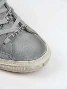 Кеды женские Golden Goose Super‑Star серо‑голубые замшевые с красной звездой — мыс