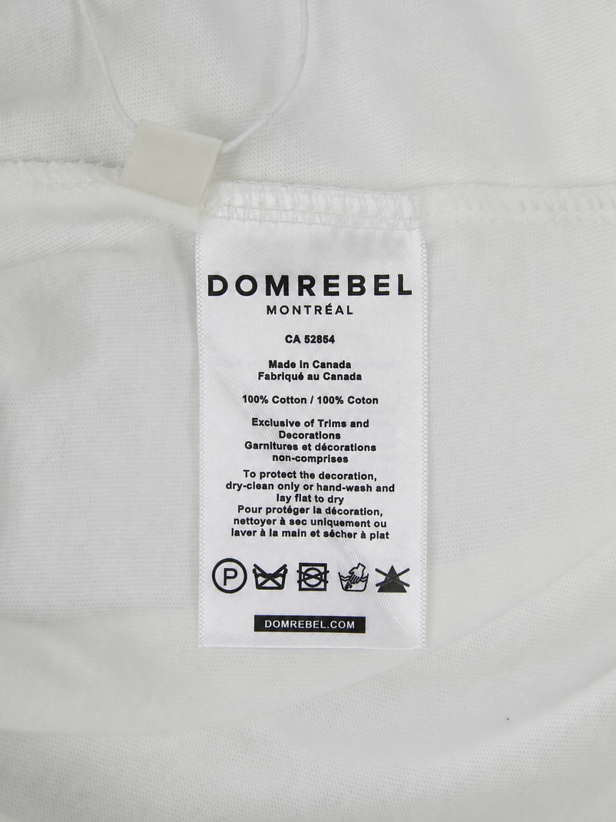 Мужская футболка Domrebel белая, хлопок — бирка с составом и уходом