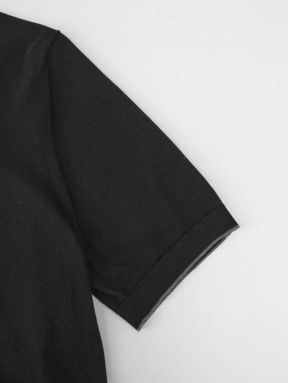 Поло мужское Brunello Cucinelli черное с V‑вырезом, хлопок Brunello Cucinelli фото 4