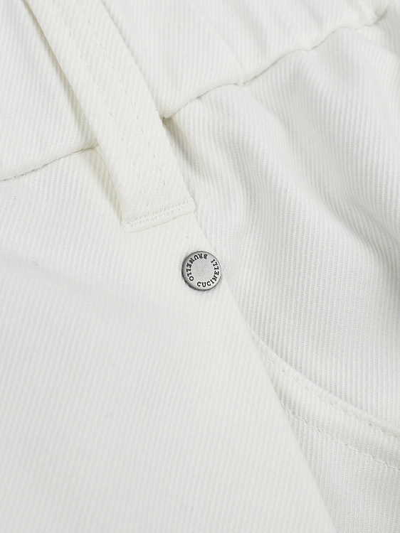 Брюки женские Brunello Cucinelli молочные из эластичного хлопка прямого кроя Brunello Cucinelli фото 4