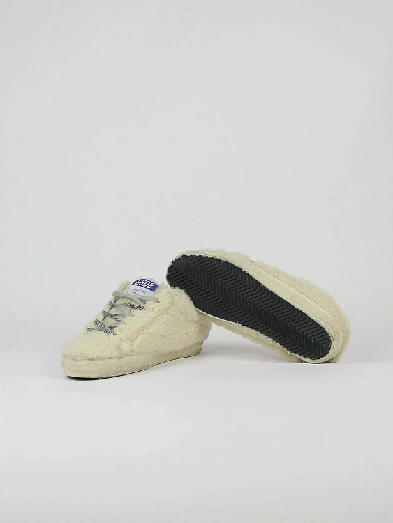 Женские меховые кеды-мюли Golden Goose Super Star молочные Golden Goose фото 7