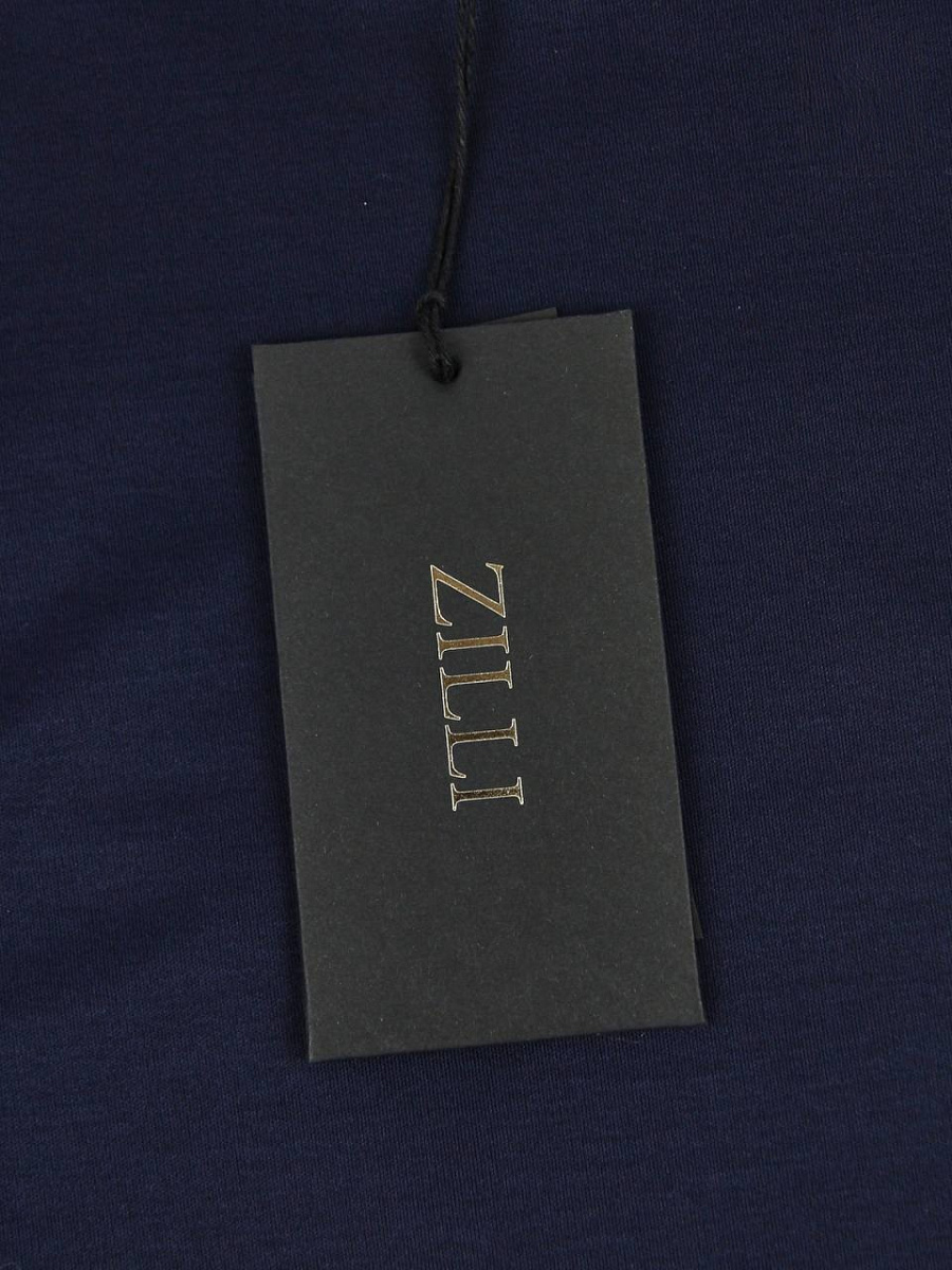Мужская футболка Zilli темно-синяя хлопок — фирменная бирка Zilli