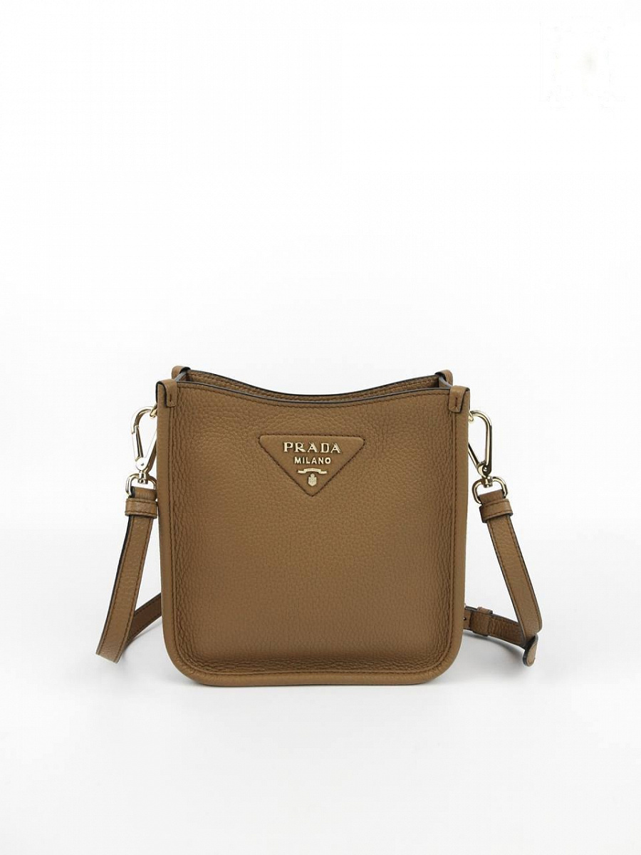 Сумка женская Prada Mini Shoulder Bag карамельная кожаная — вид спереди