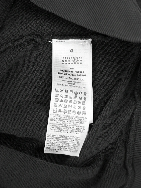 Мужской свитшот Maison Margiela MM6 черный из тонкого хлопка Maison Margiela фото 6