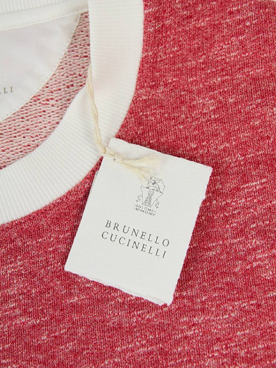 Мужской свитшот Brunello Cucinelli коралловый меланж махровый, хлопок/лен Brunello Cucinelli фото 4