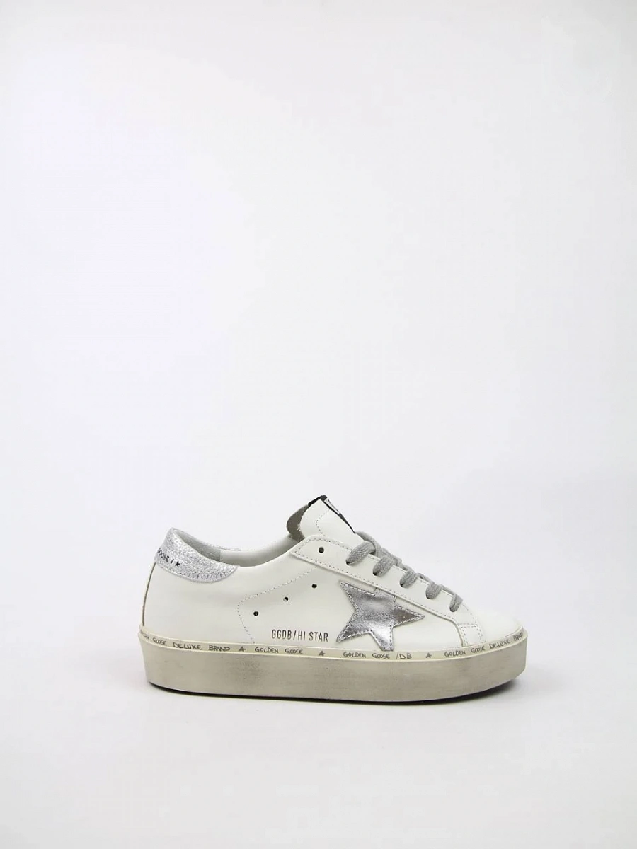 Женские кеды Golden Goose Hi Star белые с серебром Golden Goose фото 2