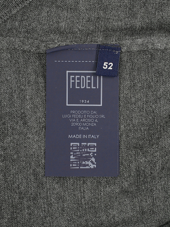 Мужской кардиган Fedeli серый на молнии, шерсть Fedeli фото 7