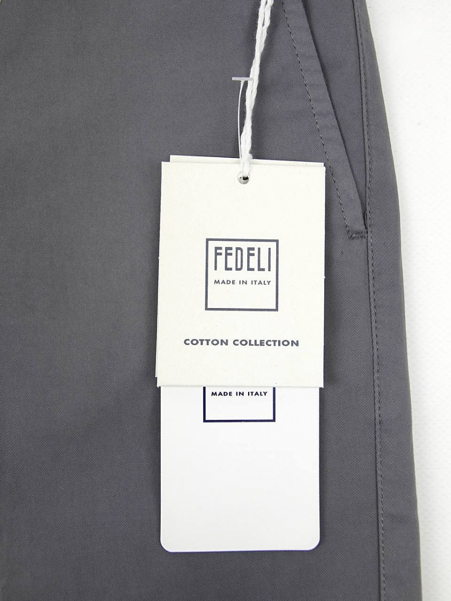 Мужские брюки чинос Fedeli серые, хлопок/эластан — фирменные бирки FEDELI