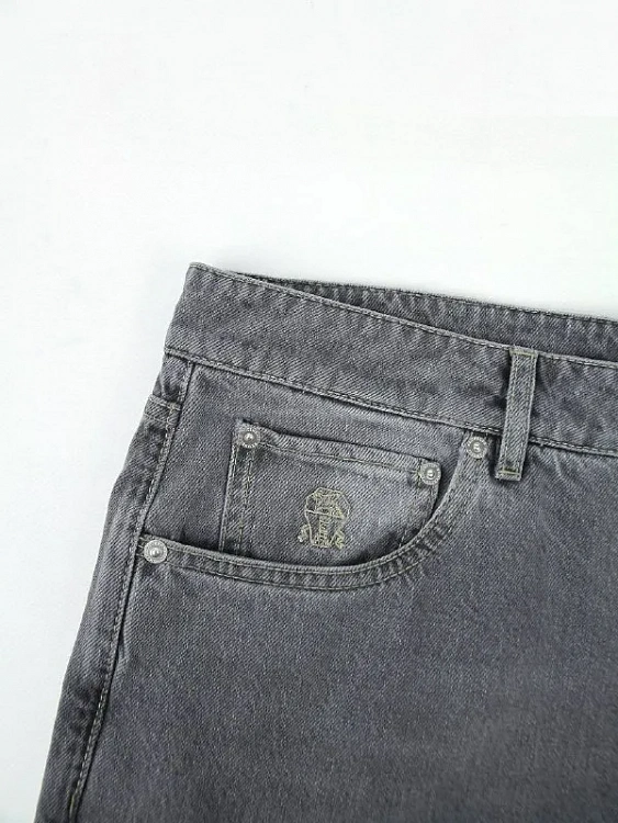 Мужские джинсы Brunello Cucinelli Leisure Fit серый (селдвидж деним) Brunello Cucinelli фото 4