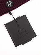Мужская шапка Philipp Plein с отворотом бордовая, шерсть — фирменная бирка Philipp Plein