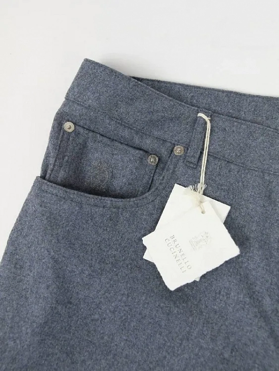 Мужские шерстяные брюки Brunello Cucinelli серо‑синие Brunello Cucinelli фото 5