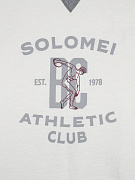 Мужская футболка-свитшот Brunello Cucinelli бело-серая, хлопок/лен — вышивка Solomei Athletic Club