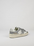 Кеды женские Golden Goose Super-Star серые с серебристым глиттером и звездой — вид сзади сбоку
