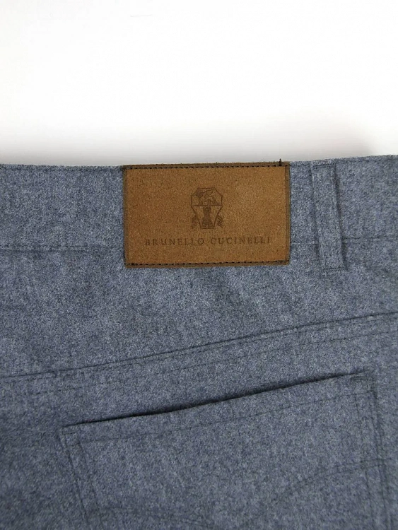 Мужские шерстяные брюки Brunello Cucinelli серо‑синие Brunello Cucinelli фото 4