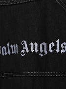 Мужская удлиненная джинсовая куртка Palm Angels черная, хлопок — логотип Palm Angels на спине