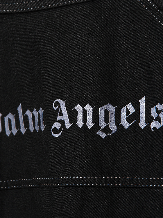 Мужская удлиненная джинсовая куртка Palm Angels черная, хлопок Palm Angels фото 3