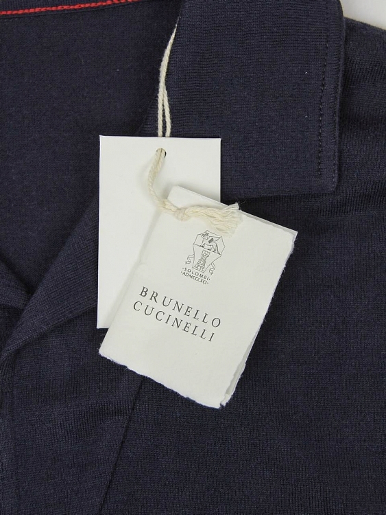 Мужское поло Brunello Cucinelli темно‑синее с V‑вырезом, хлопок Brunello Cucinelli фото 5