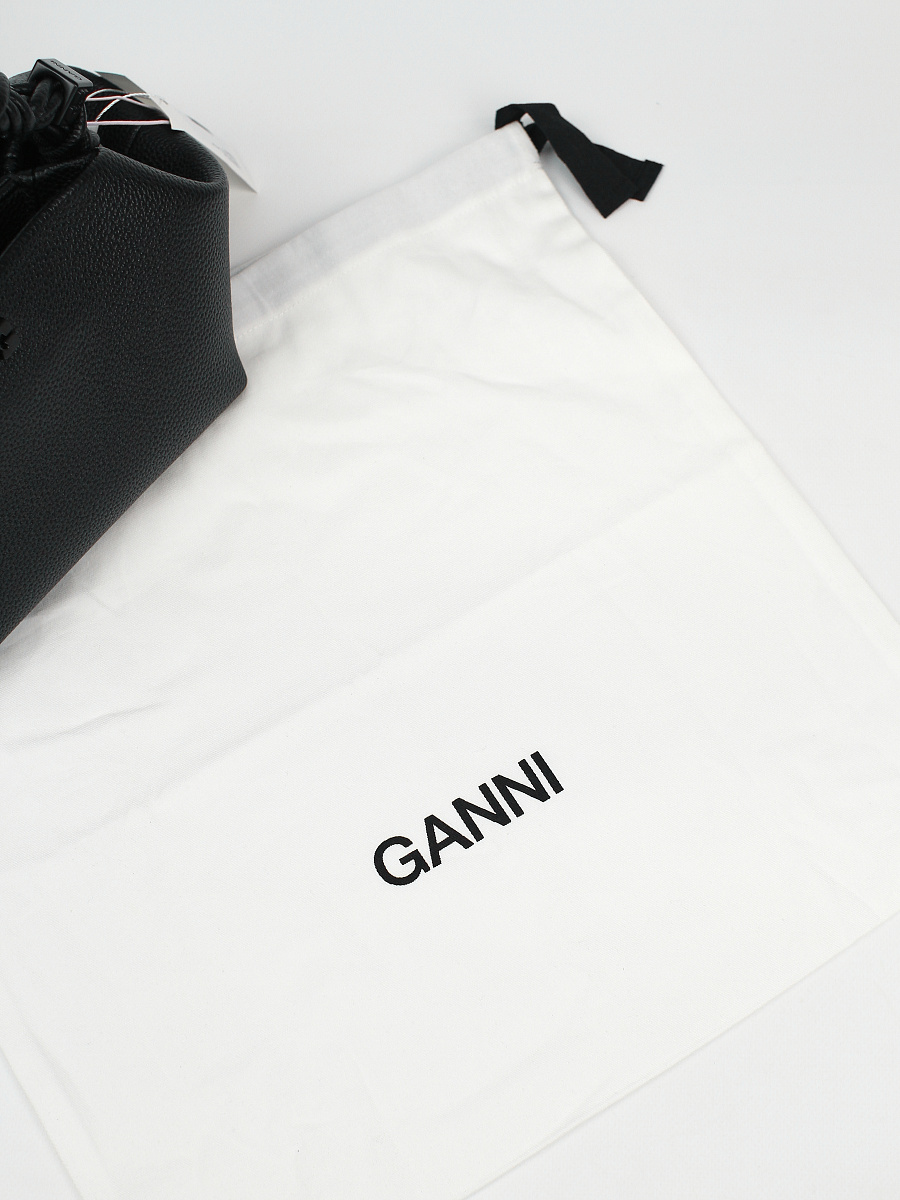 Женская сумка Ganni Bou Bag черная — фирменный пыльник GANNI
