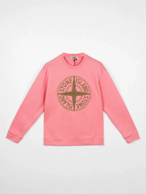 Мужской свитшот Stone Island розовый, хлопок Stone Island