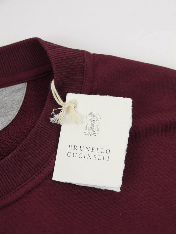 Мужской свитшот Brunello Cucinelli бордовый, хлопок/полиамид Brunello Cucinelli фото 6