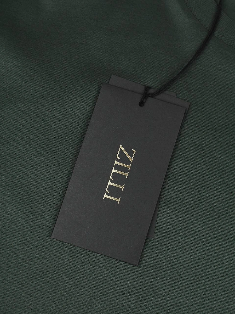 Мужская футболка Zilli зеленая хлопок — фирменная бирка Zilli