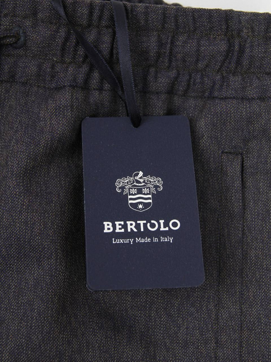 Мужские брюки Bertolo коричневые с поясом на резинке, шерсть Bertolo фото 6