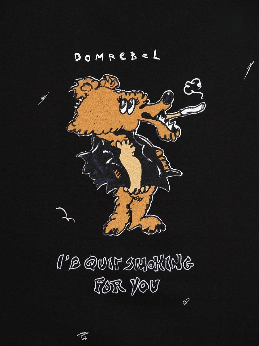 Мужская футболка Domrebel черная, хлопок — принт
