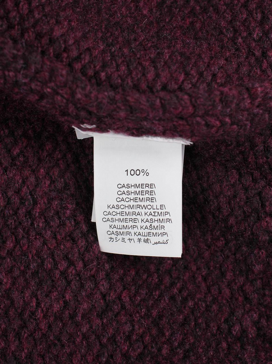 Мужской кардиган Brunello Cucinelli Piuma бургунди, кашемир — этикетка с составом и уходом