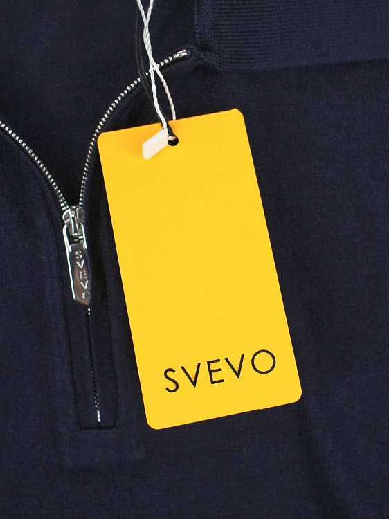Мужское трикотажное поло SVEVO — 100% хлопок, тёмно‑синее, на молнии Svevo фото 7